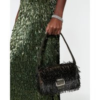 River Island Green Premium Fringed Beaded Shoulder Bag | River Island UK & IE