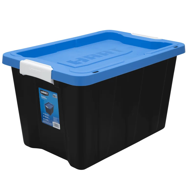 HART 12 Gallon Heavy Duty Latching Plastic Storage Bin Container, Black | Walmart (US)