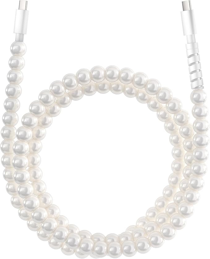 USB to USB C Cable for iPhone 16 Charging Cord 3.3FT Beaded Pearls iPhone Charger Cord for iPhone... | Amazon (US)