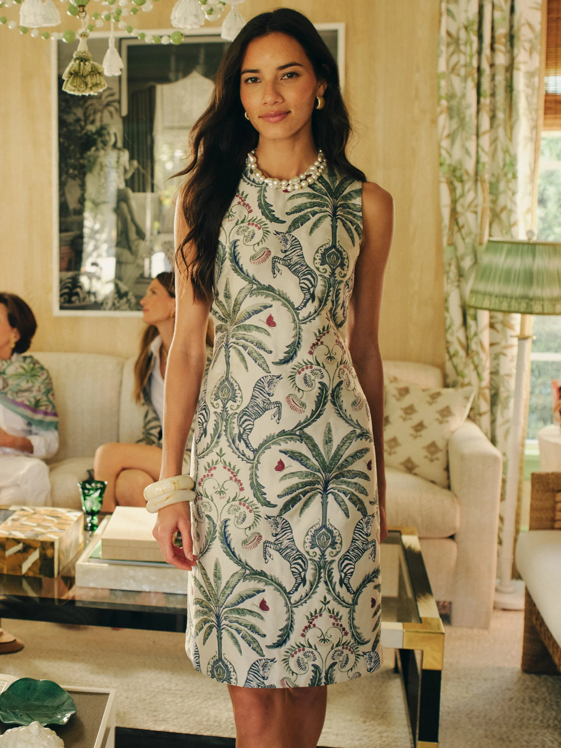 Off_White/Multi Maxi Zebra Isle Jqd Kinsley Dress | Women's Dresses | J.McLaughlin | J.McLaughlin