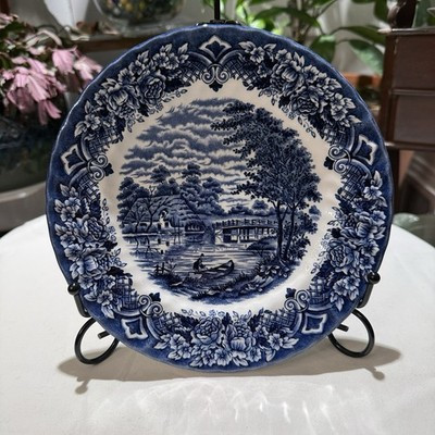 VTG Royal Art RT1 Blue TransferWare Staffordshire England Salad Plate 8" MINT | eBay US