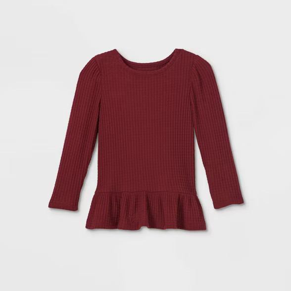 Toddler Girls' Solid Cozy Waffle Long Sleeve T-Shirt - Cat & Jack™ | Target