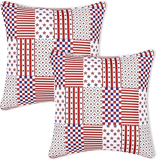 2 Pack 4th of July Pillow Covers, Independence Day Patriotic Throw Pillow Covers, Star Stripe Che... | Amazon (US)
