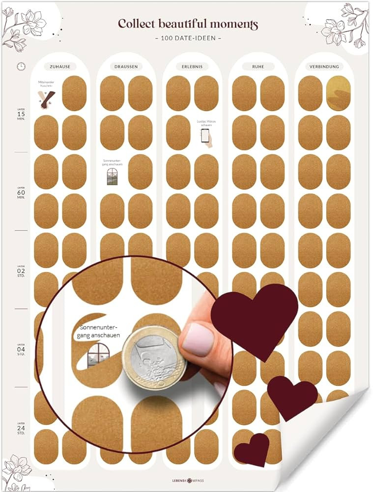 LEBENSKOMPASS® Rubbelposter für Paare – 100 Date Ideen & Bucket List für Paare – Kreative ... | Amazon (DE)