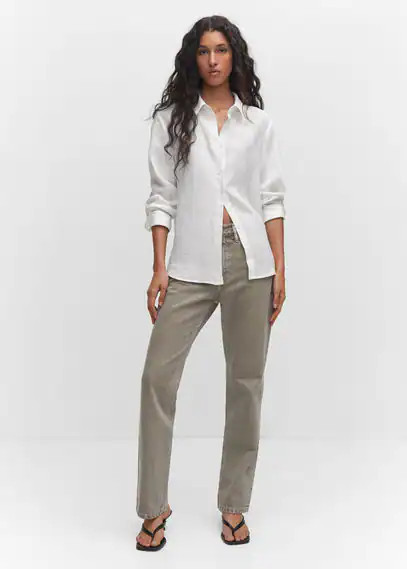 MANGO - Linen 100% shirt off white - 6 - Woman | Mango Canada