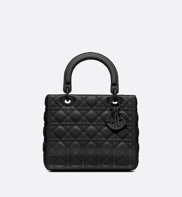 Medium Lady Dior Bag Black Ultramatte Cannage Calfskin | DIOR | Dior Couture