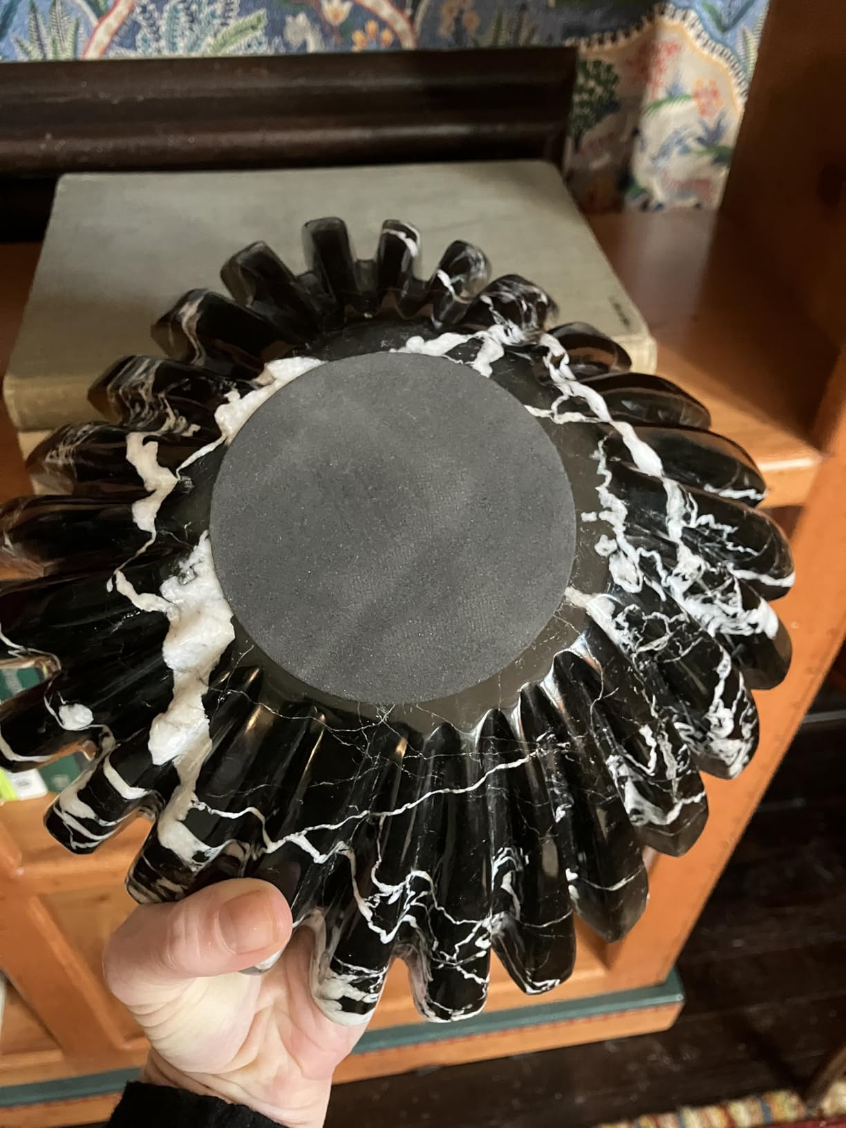 Marble Scalloped Bowl 6 Inch Handmade Black Ruffle Bowl, Small Bowls for Tables Centerpieces & Ho... | Amazon (US)