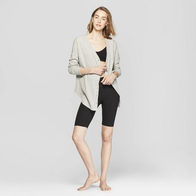 Women's Long Sleeve Waffle Button-Up Lounge Sweatshirt - Colsie™ Heather Gray | Target