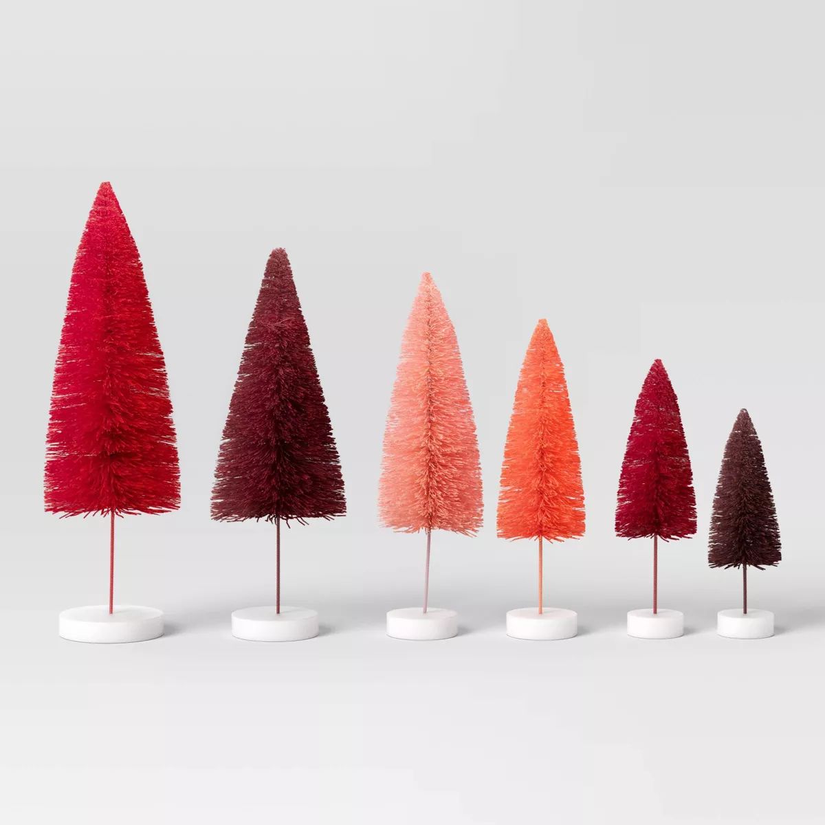 6pc Sisal Christmas Bottle Brush Tree Set - Wondershop™ Assorted Red | Target