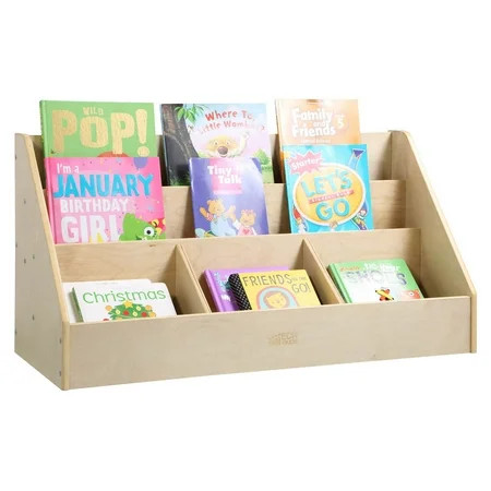 ECR4Kids Birch 5 Compartment Easy to Reach Book Display Toddler Wooden Book Storage Rack Natural | Walmart (US)