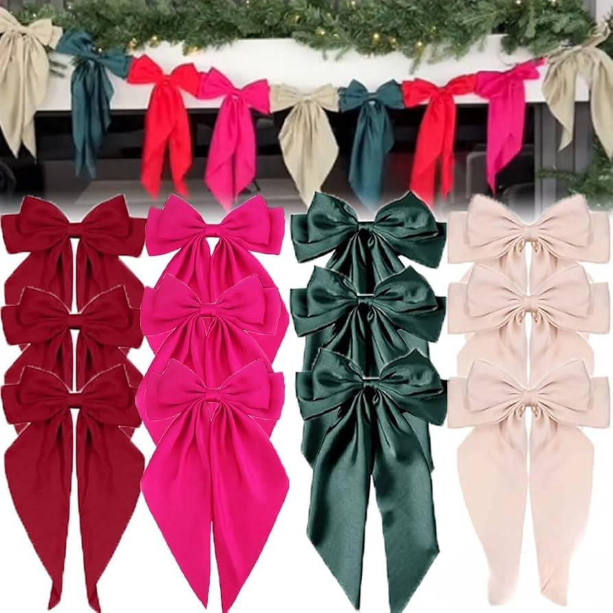 Satin Bow Garland,12PCS DIY Anthro Bow Garland,Christmas Bow Garland,Satin Bows for Christmas Tre... | Amazon (US)