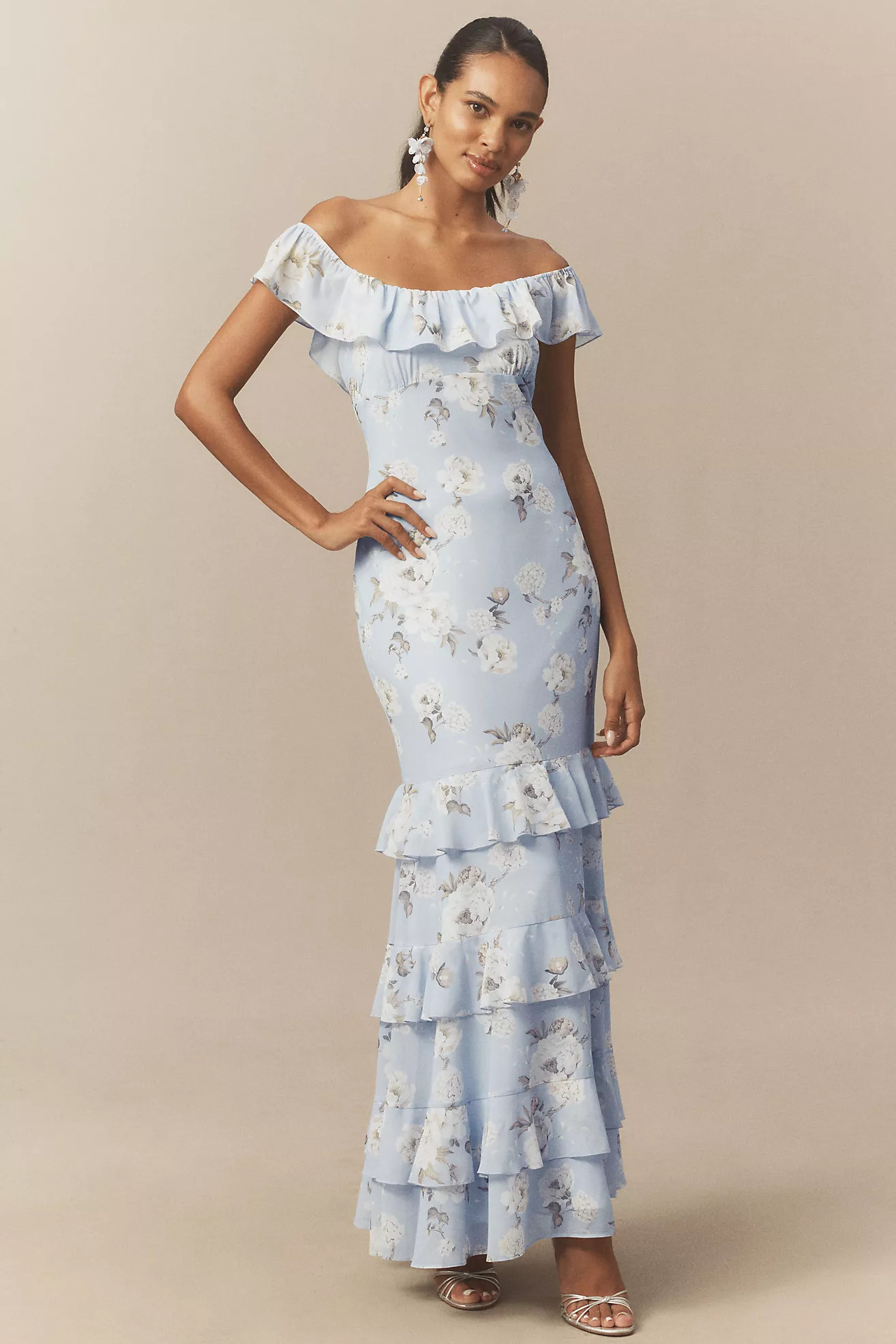 BHLDN Elara Ruffle Chiffon Maxi Dress | Anthropologie (US)