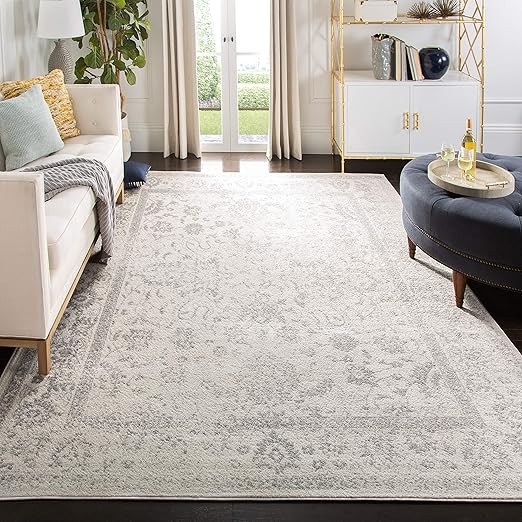 SAFAVIEH Adirondack Collection Area Rug - 8' x 10', Ivory & Silver, Oriental Distressed Design, N... | Amazon (US)