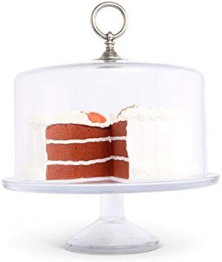 Vagabond House Handblown Glass Cake / Dessert / Cupcake Stand with Glass Dome Cover with Solid Pe... | Amazon (US)