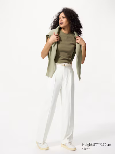 Women's Pleated Wide Trousers | UNIQLO UK | UNIQLO (UK)