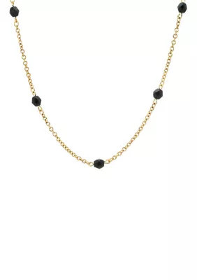 1928 Jewelry Gold Tone Black Beaded Necklace | Belk
