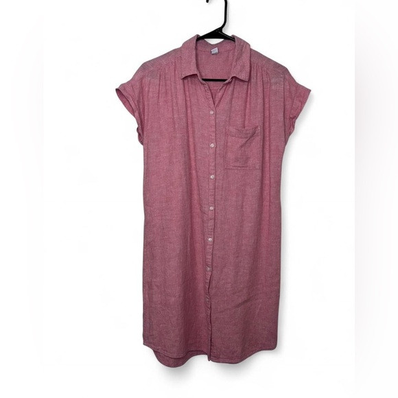 Linen Old Navy Peach Button-Up Dress size Small | Poshmark