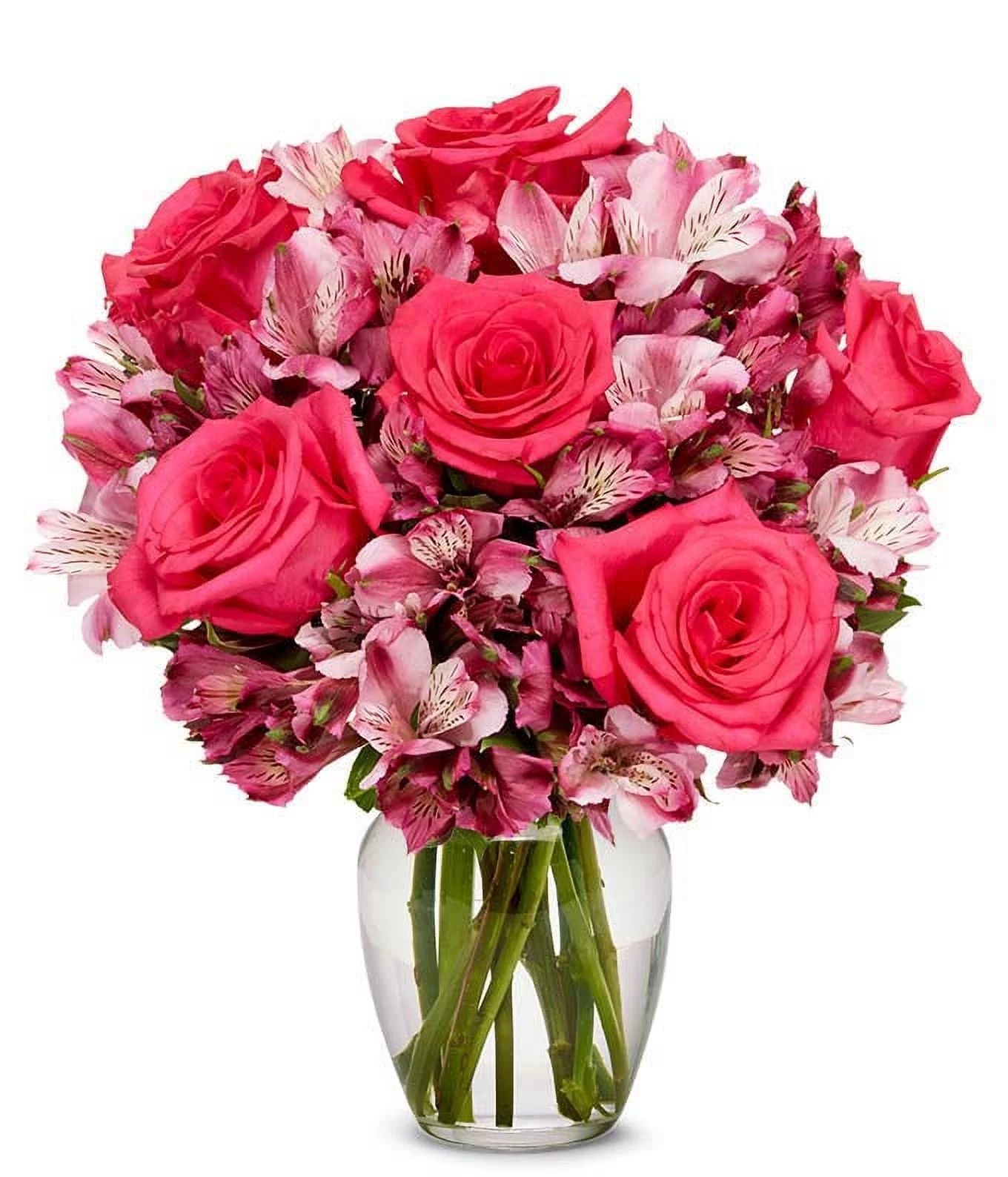 From You Flowers - Pink Rose & Alstroemeria Bouquet with Free Vase (Fresh Flowers) - Walmart.com | Walmart (US)