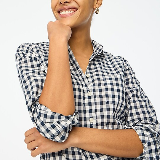 Factory: Gingham Lightweight Cotton Shirt In Signature Fit For Women | J.Crew Factory