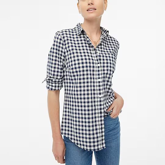 Factory: Gingham Lightweight Cotton Shirt In Signature Fit For Women | J.Crew Factory