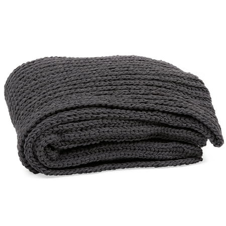 MoDRN Scandinavian Chenille Throw Blanket, Charcoal Gray - Walmart.com | Walmart (US)