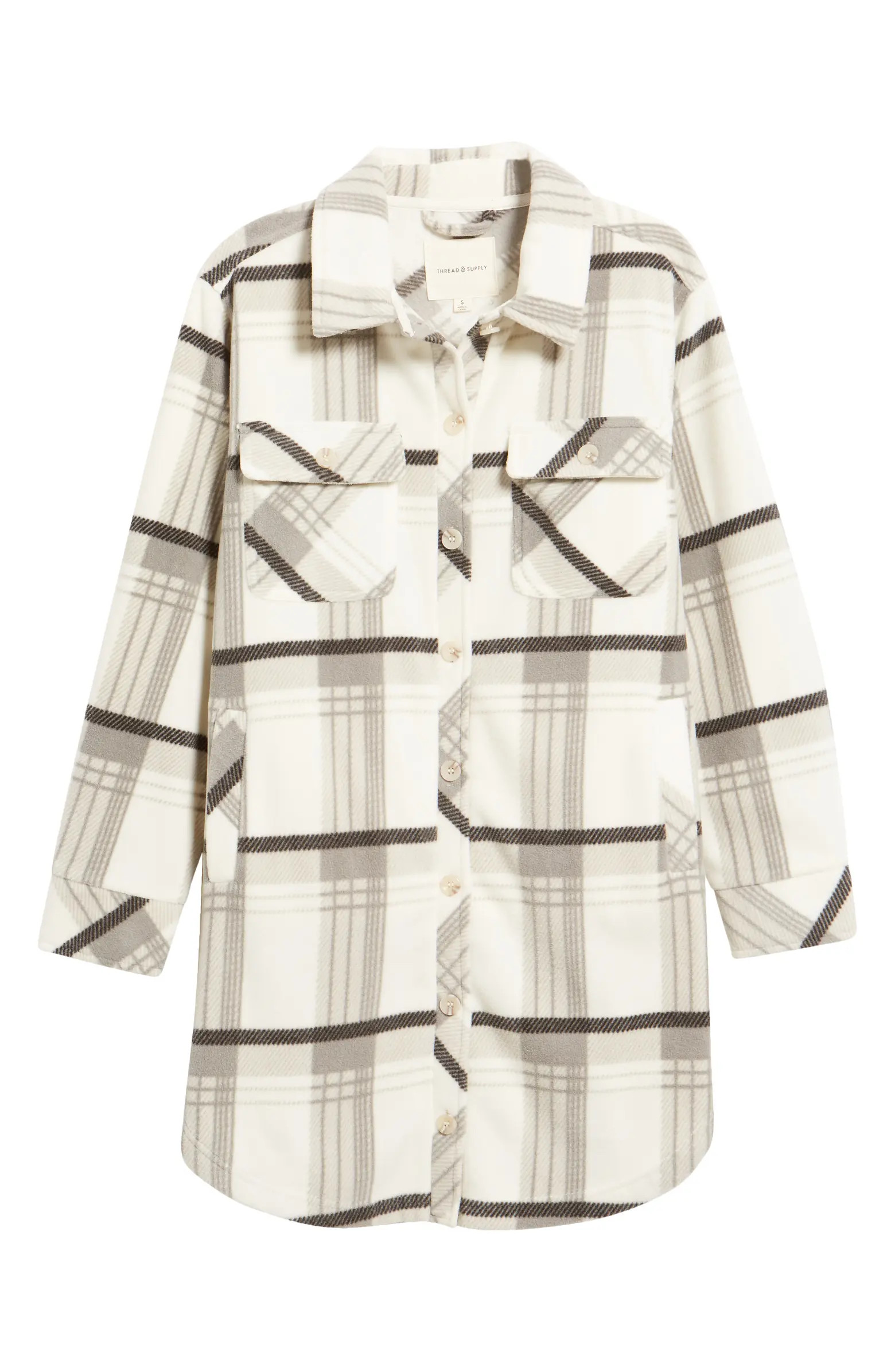 Thread & Supply Plaid Long Polar Fleece Shacket | Nordstrom | Nordstrom