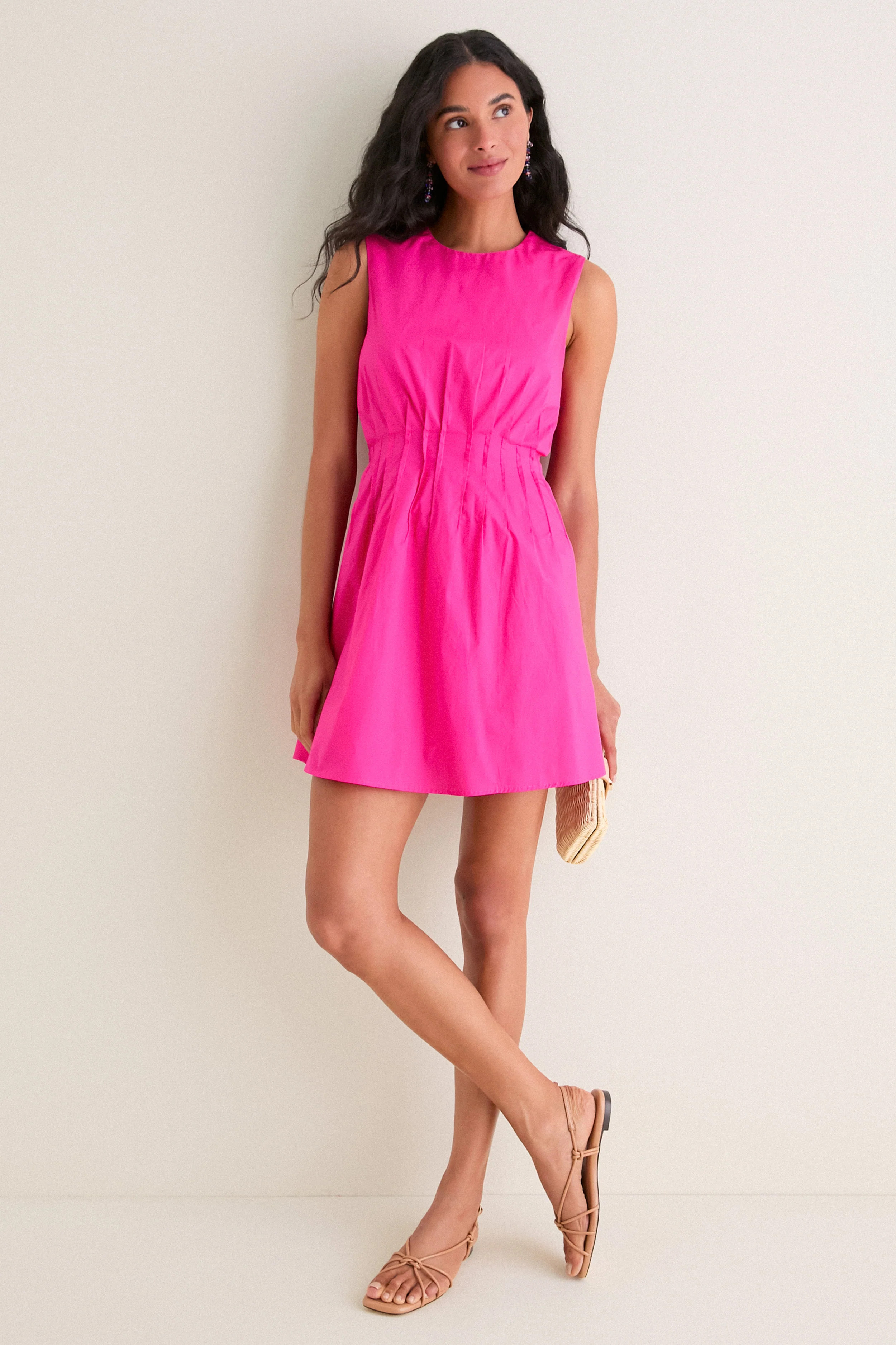 Hot Pink Pintuck Elle Mini Dress | Tuckernuck (US)