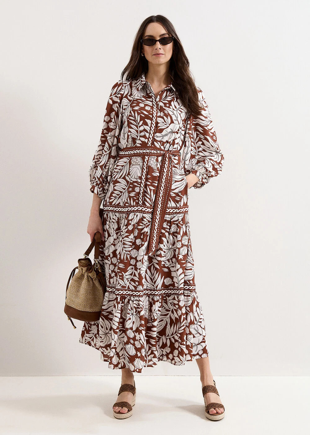 Coralie Tan Print Midi Dress | Phase Eight UK | | Phase Eight