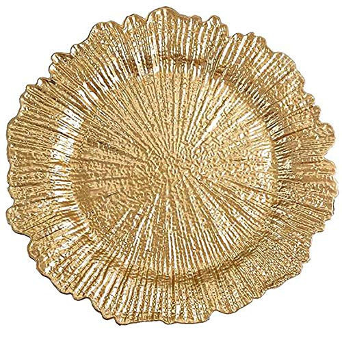 Tiger Chef Gold Charger Plates - Plate Chargers for Dinner Plates - Wedding Décor Place Setting (12, Gold Reef) | Amazon (US)