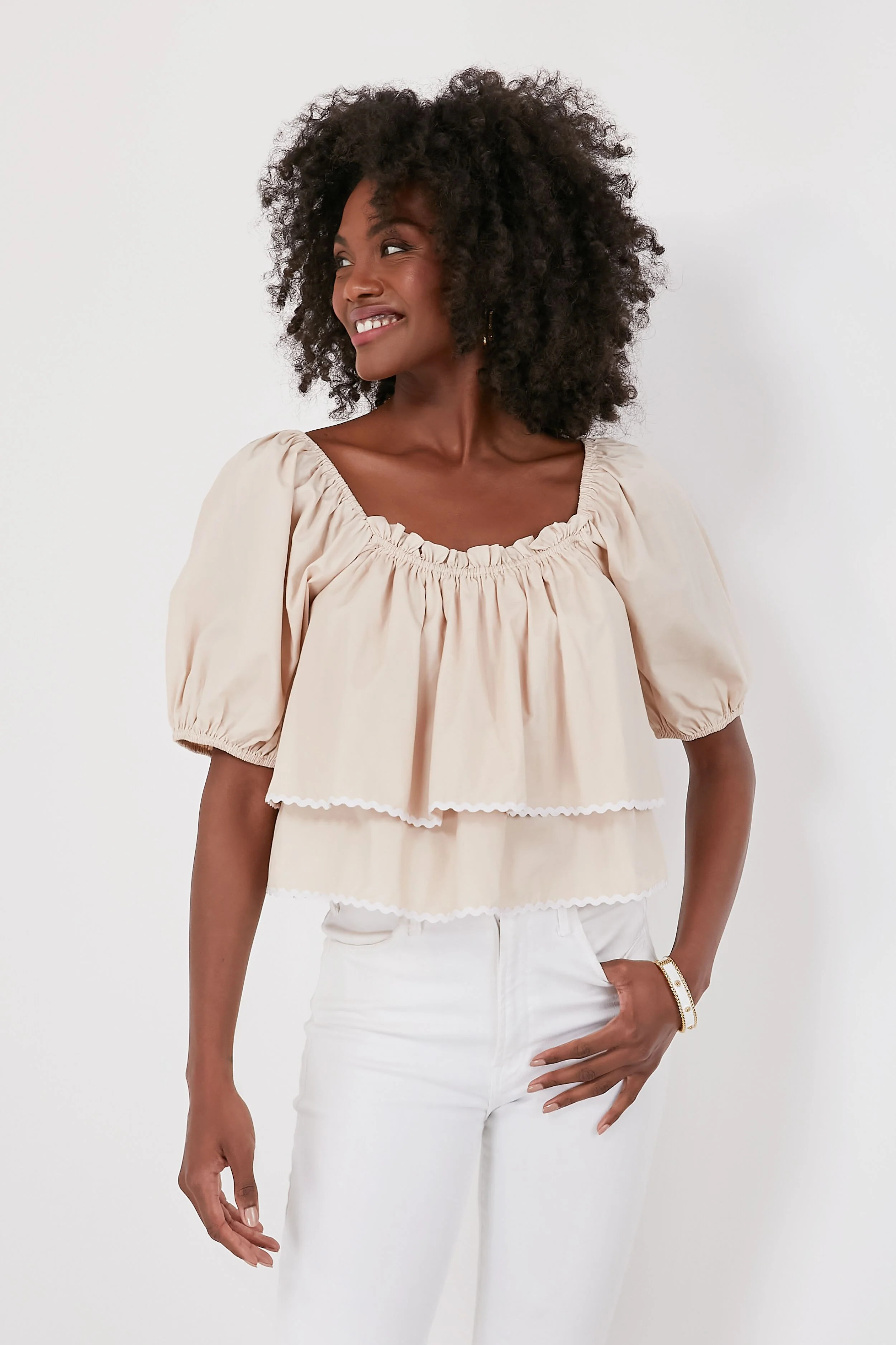 Tan Ric-Rac Layered Suzie Top | Tuckernuck (US)