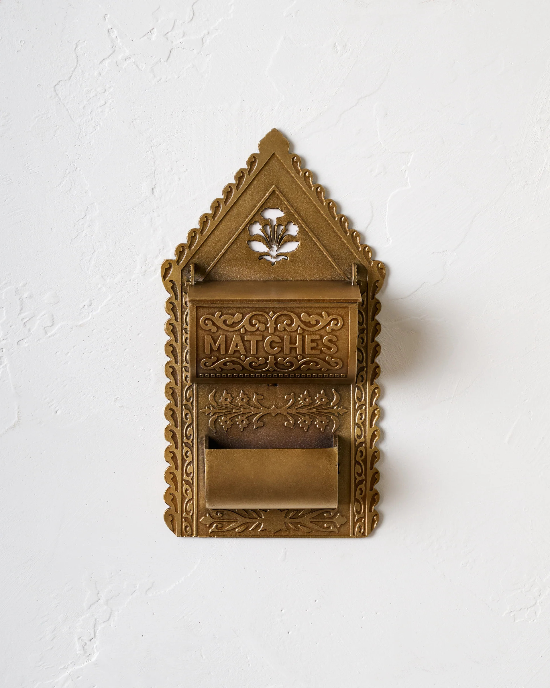 Antique Brass Iron Match Holder | Magnolia