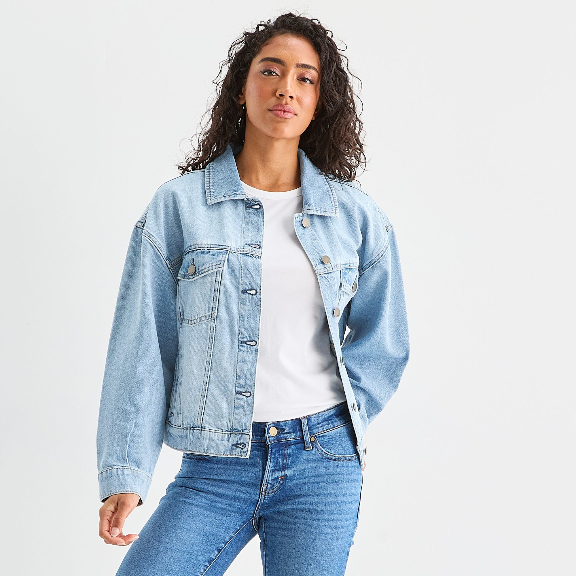 a.n.a Womens Denim Midweight Jacket, Large, Blue | JCPenney