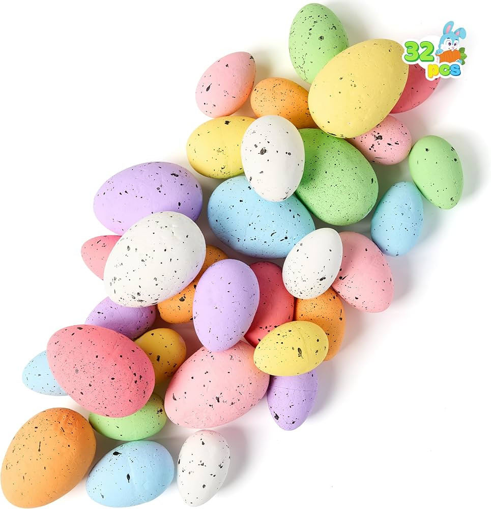 JOYIN 32Pcs Foam Easter Eggs, Assorted Pastel Speckled Easter Eggs for Indoor Table Centerpiece D... | Amazon (US)