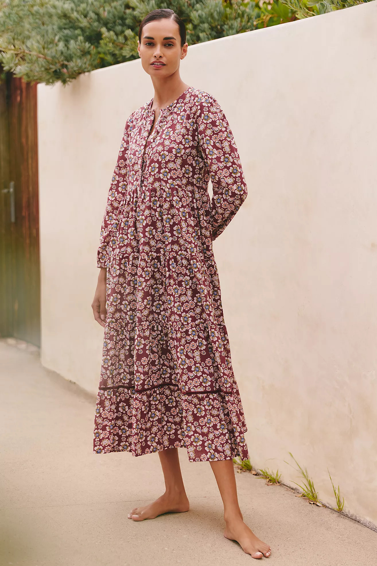Ro's Garden Daphne Long-Sleeve Midi Dress | Anthropologie (US)