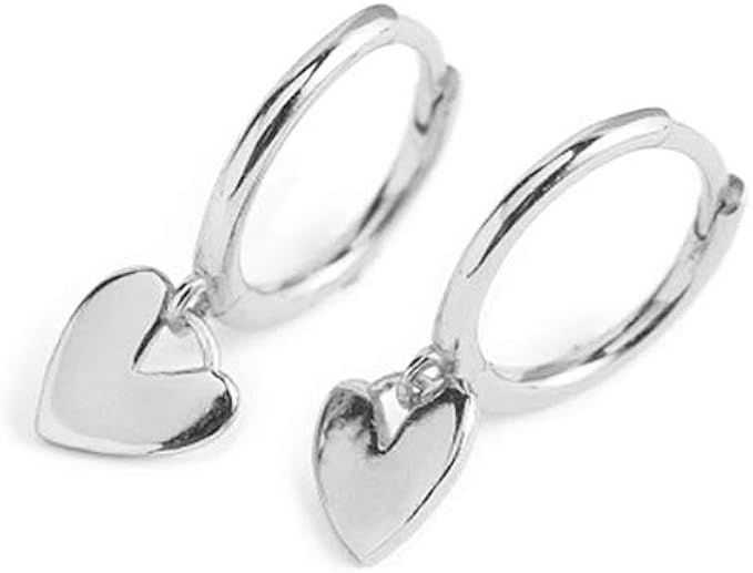 Cute Heart Love Dangle Drop Cartilage Small Huggie Hoop Earrings For Women Girls Minimalist S925 ... | Amazon (US)