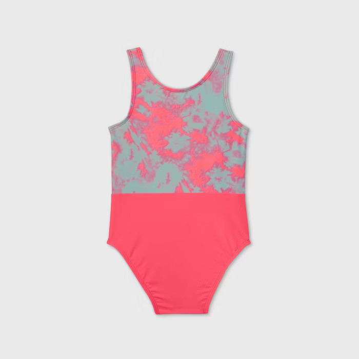 Toddler Girls' Tie-Dye Peek A Boo Tie-Front One Piece Swimsuit - Cat & Jack™ Pink/Blue | Target