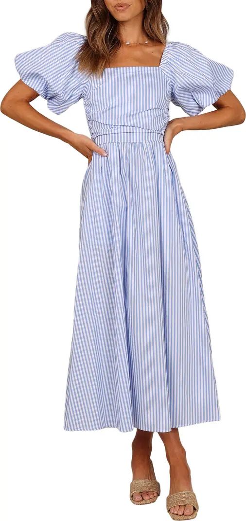 Clo Stripe Puff Sleeve Midi Dress | Nordstrom