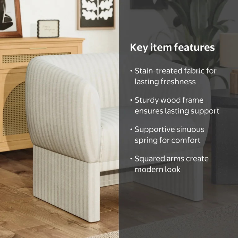 Beautiful Small Space Accent Chair by Drew Barrymore, Beige and White Linen | Walmart (US)