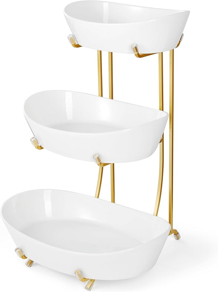 Yedio Fruit Bowls for Kitchen Counter, No Assembly Required, 3 Tier Fruit Basket with Metal Stand... | Amazon (US)