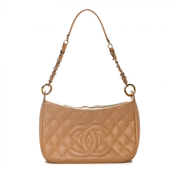 CHANEL Caviar Quilted Timeless CC Shoulder Bag Beige | Fashionphile
