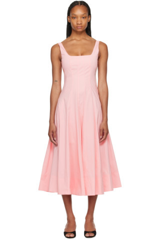 Pink Wells Midi Dress | SSENSE
