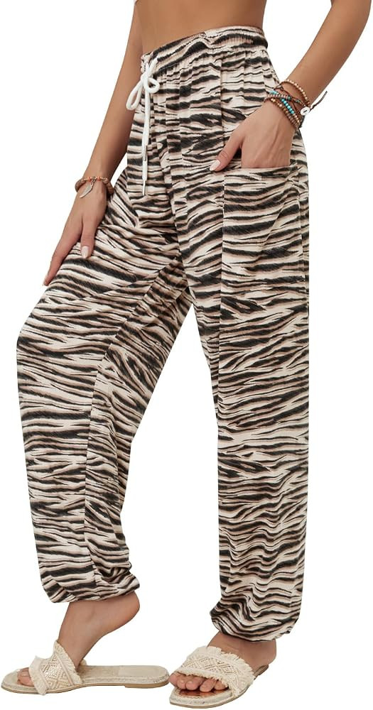 QIANXIZHAN Women's Harem Pants, Hippie Palazzo Boho Joggers Yoga Clothes | Amazon (US)