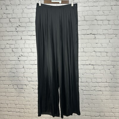 Zara Basic Black Silk Feel High Rise Pleated Flowy Wide Leg Pants Size Small S  | eBay | eBay US