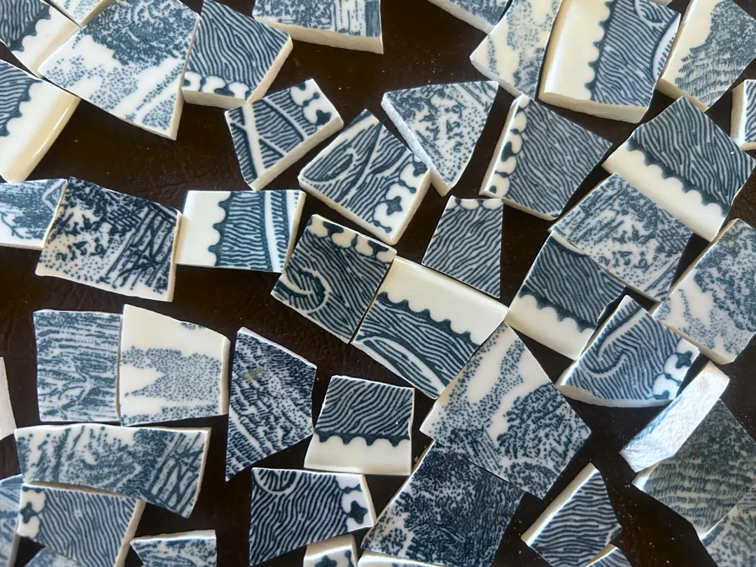 Taylor Ironstone Mosaic Tiles: Blue White Currier Ives Craft Supplies | Etsy (Global)