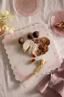 Heart Inlay Scalloped Marble Serving Board | Anthropologie (US)
