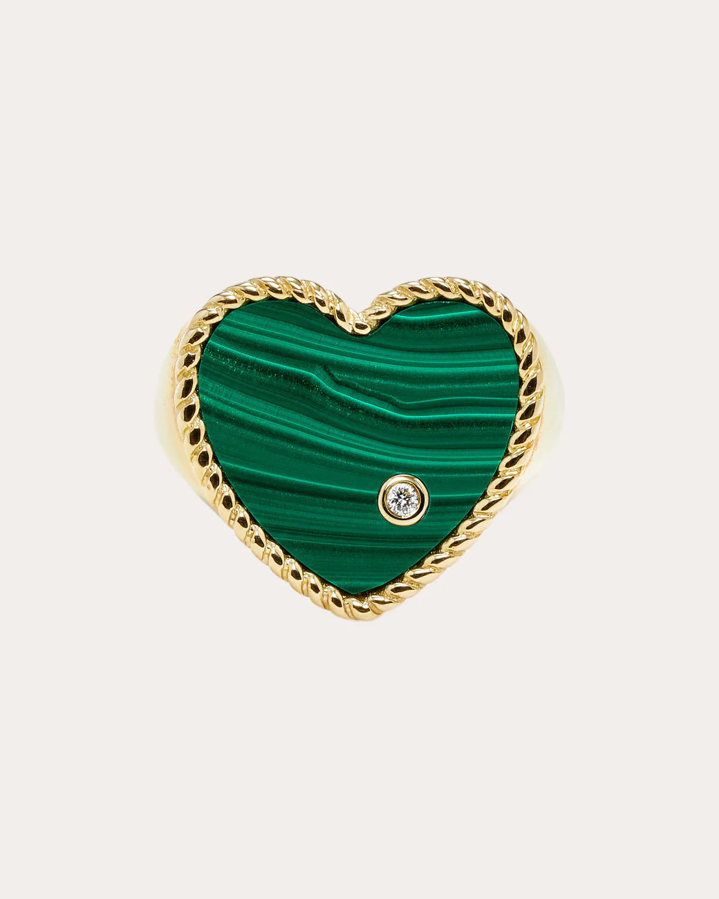 Yvonne Léon Women's Malachite Heart Signet Ring in Green 9K Gold | Olivela