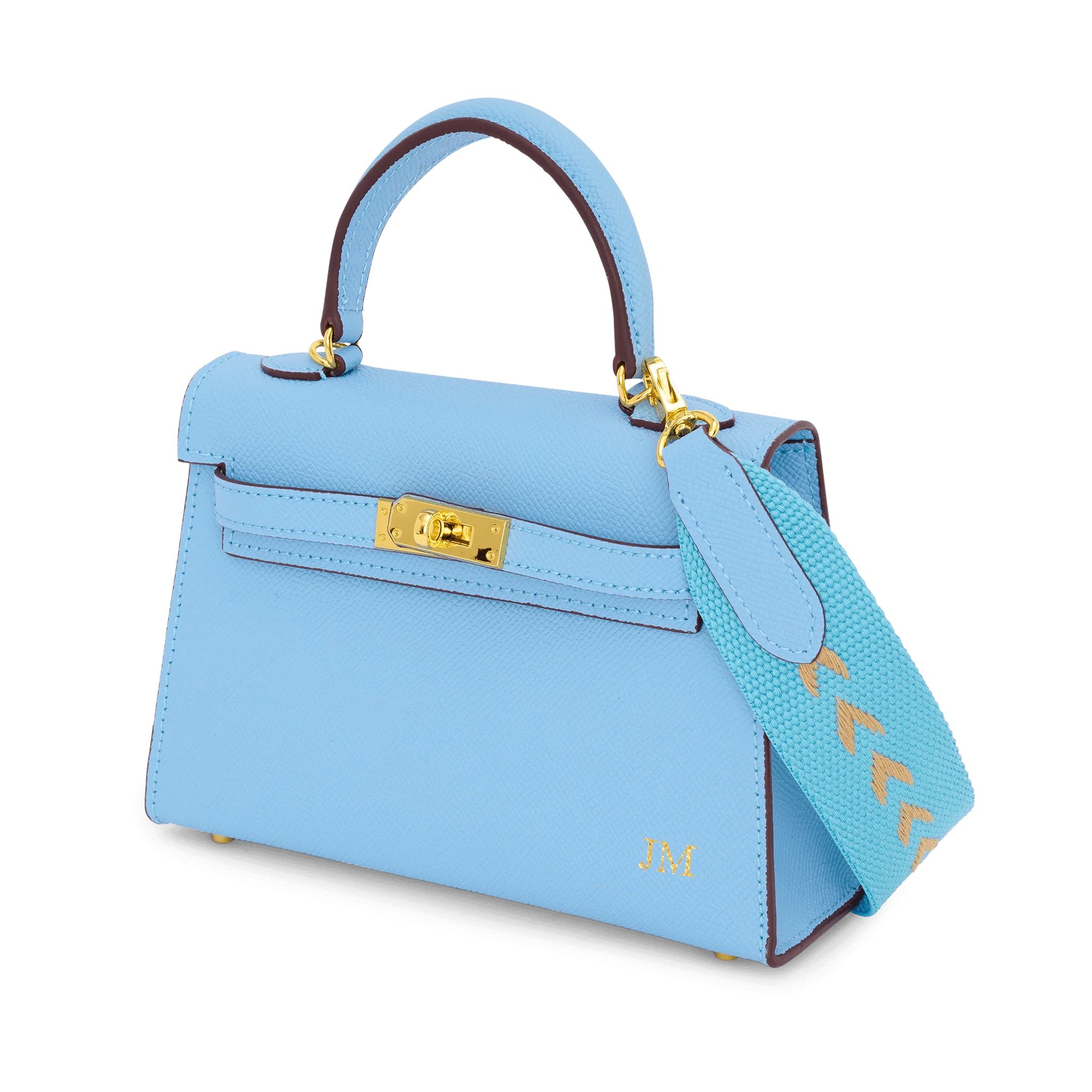 Lily & Bean Hettie Mini Bag -  Glacier Blue with Initials & Fabric Strap | Lily and Bean