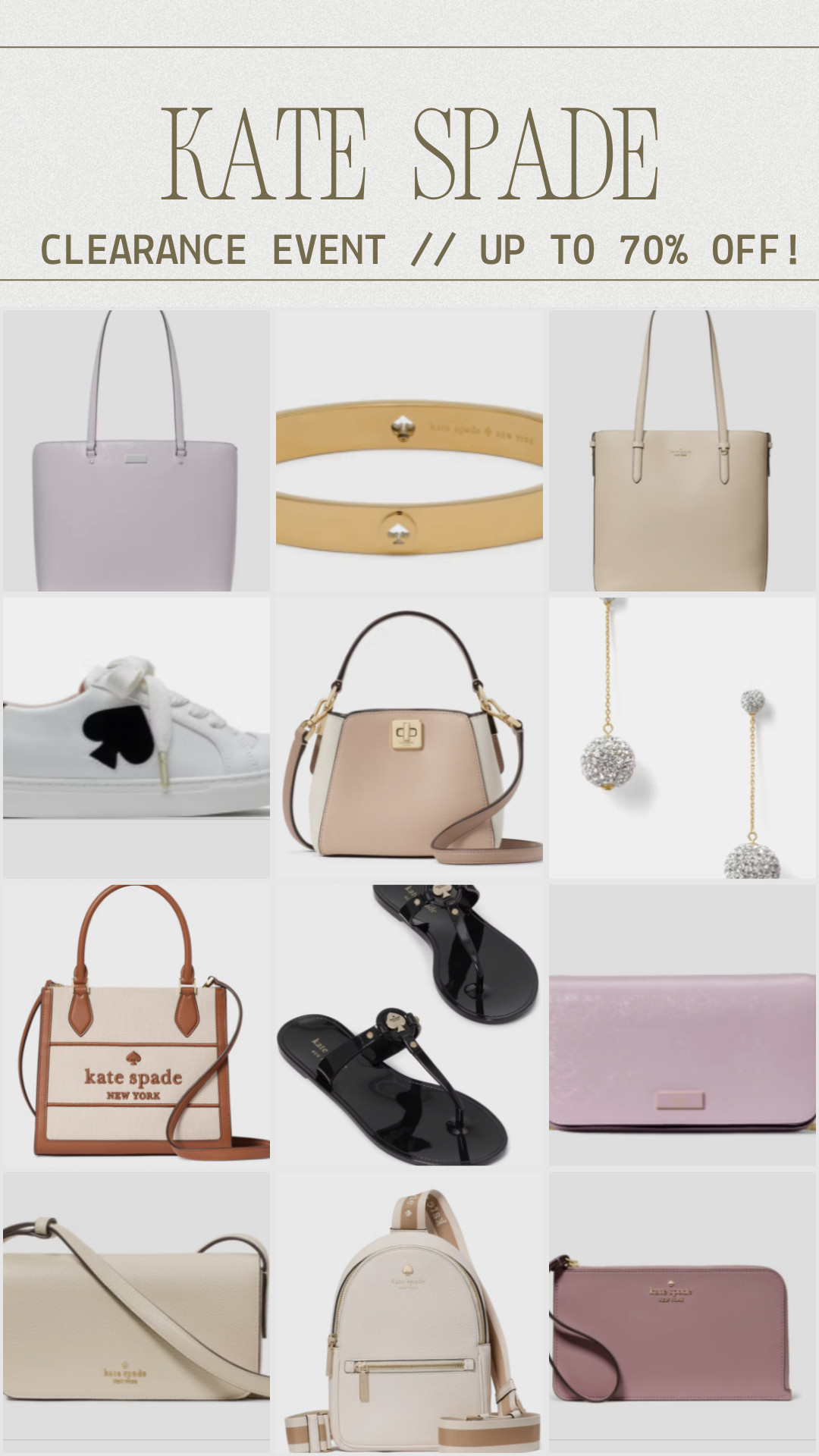Kate Spade Clearance Event - Up To 70% Off!

ltkgiftguide / ltkholiday / ltkitbag / ltkshoecrush / ltkootd / ltkgrwm / Kate spade / Kate spade outlet / Kate spade Clearance Event / Kate spade outlet / Kate spade sale / Kate spade outlet sale / sale / sale alert / handbags / bags / Kate spade bag / Kate spade bags / Kate spade bags sale / sneakers / tennis shoes / shoes / Kate spade shoes / Kate spade sneakers / backpack / fashion backpack / Kate spade sandals / Kate spade crossbody bag / Kate spade crossbody / contemporary designer / designer / designer bags/ designer jewelry / designer shoes / Kate spade jewelry / Kate spade bracelet / Kate spade earrings  

 #LTKSaleAlert #LTKFindsUnder50 #LTKFindsUnder100