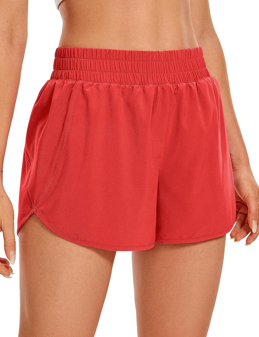CRZ YOGA Women's High Waisted Running Shorts Mesh Liner - 3'' Dolphin Quick Dry Athletic Gym Trac... | Amazon (US)