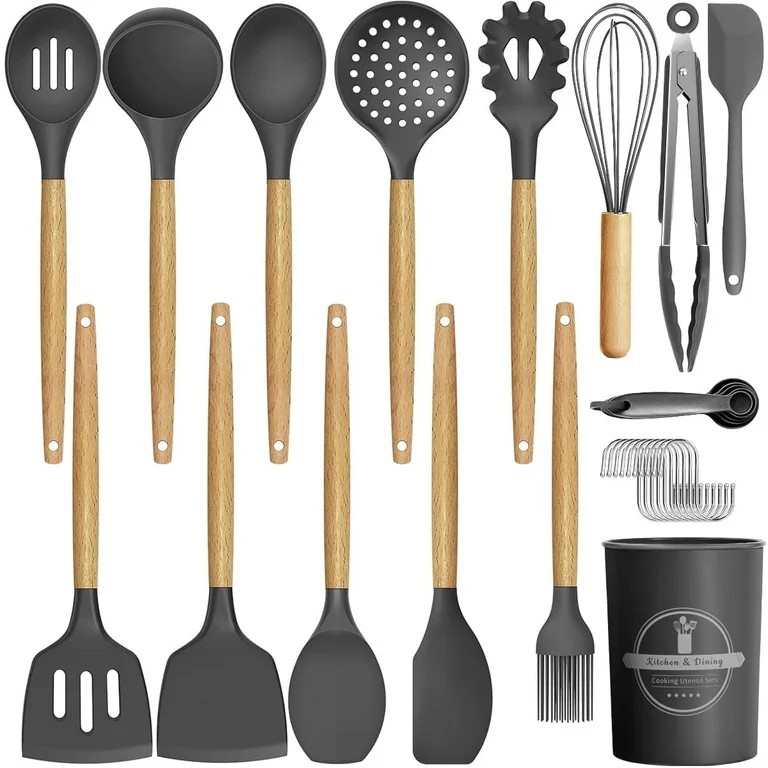 GPED 29 Pcs Silicone Kitchen Utensil Set, Cooking Utensils Set with Wooden Handle, Food Grade Sil... | Walmart (US)